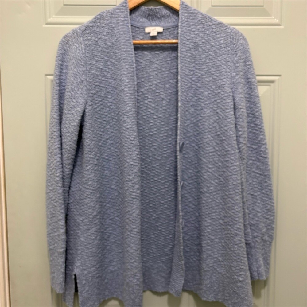 J.Jill Cardigan Sweater Womens Size M Light Blue Textured Knit Button